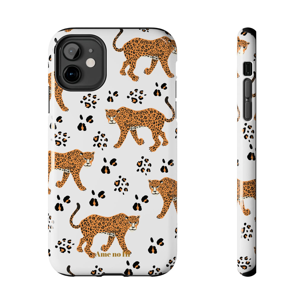 Phone case with leopard pattern on a white background